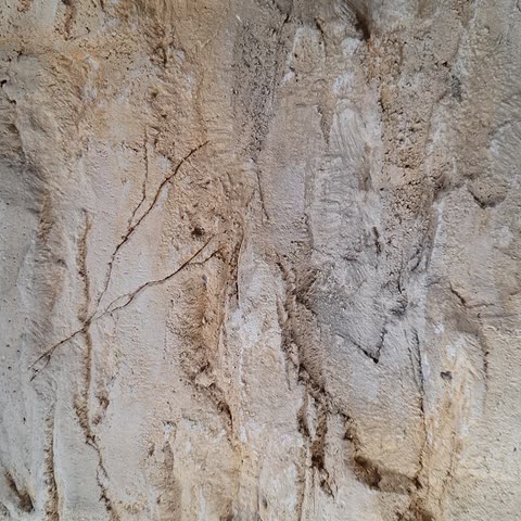 Helle Sandsteinstruktur mit feinen Rissen und warmen Einschluessen